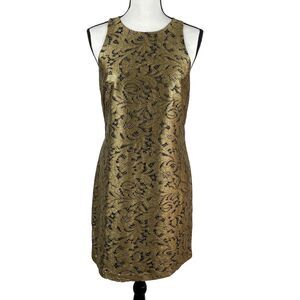 Banana Republic Women’s Shift Dress Size 6 Gold Black Lace Sleeveless Cocktail